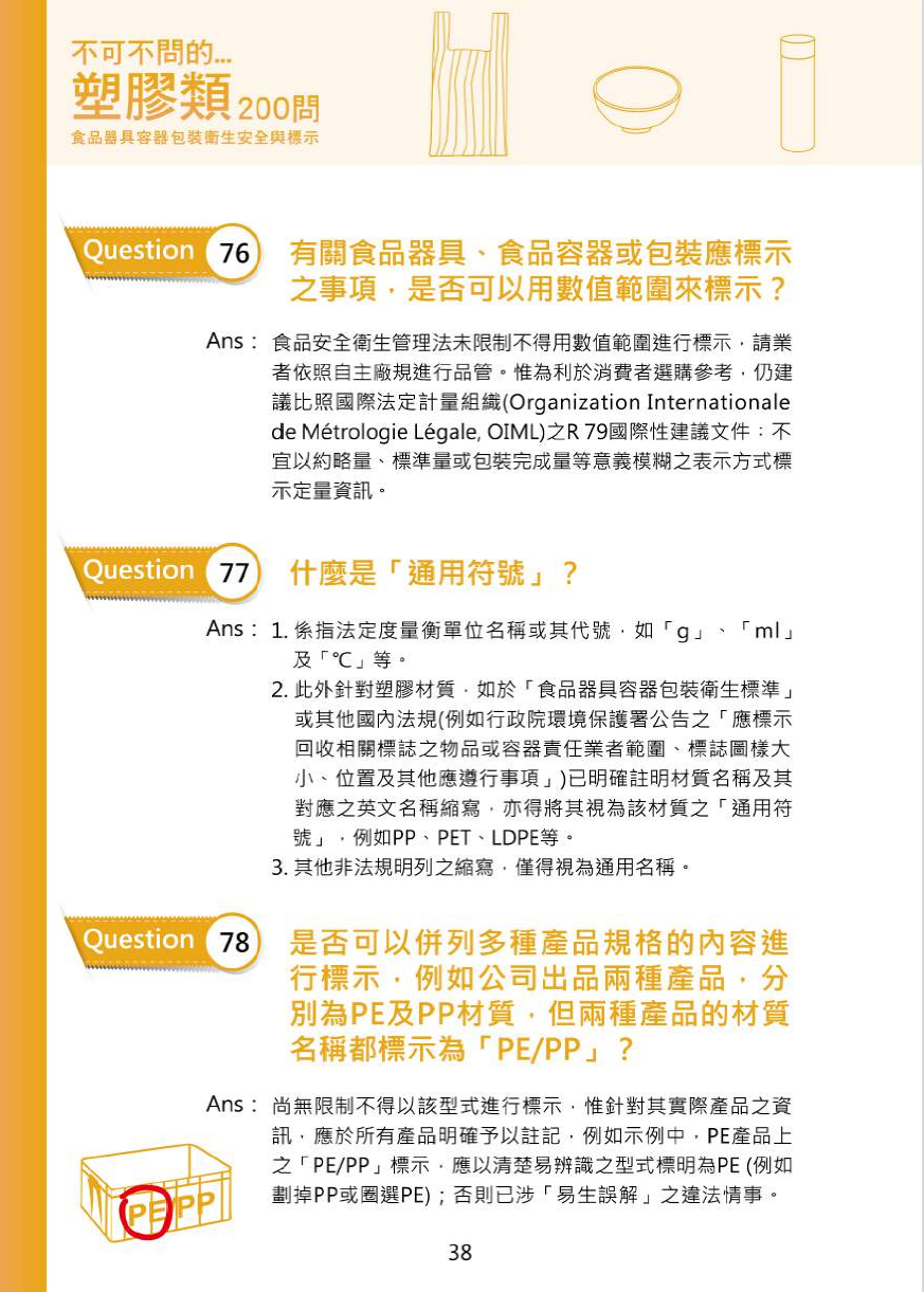 不可不問的塑膠類200問-食品器具容器包裝衛生安全與標示圖片