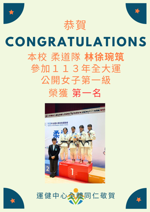 【運健中心】狂賀!!!113年全國大專校院運動會獲獎名單!!!圖片