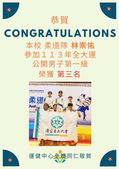 【運健中心】狂賀!!!113年全國大專校院運動會獲獎名單!!!圖片