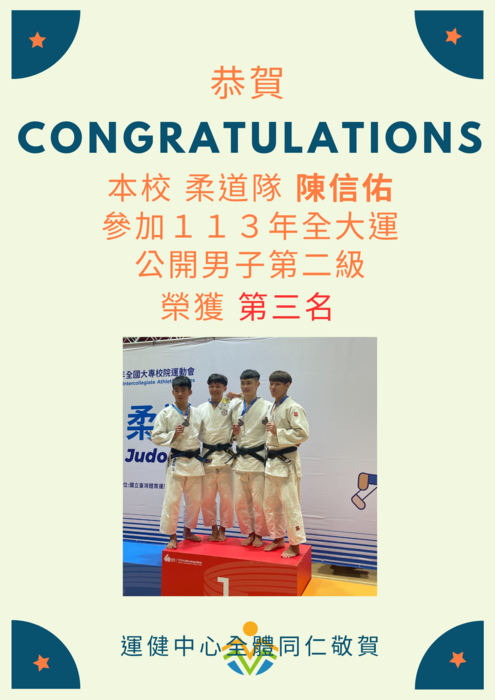 【運健中心】狂賀!!!113年全國大專校院運動會獲獎名單!!!圖片