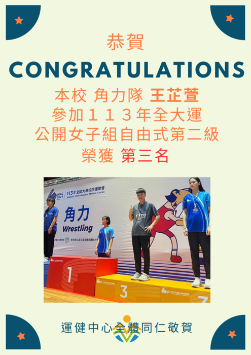 【運健中心】狂賀!!!113年全國大專校院運動會獲獎名單!!!圖片