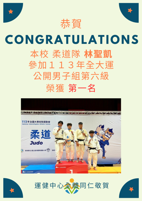 【運健中心】狂賀!!!113年全國大專校院運動會獲獎名單!!!圖片
