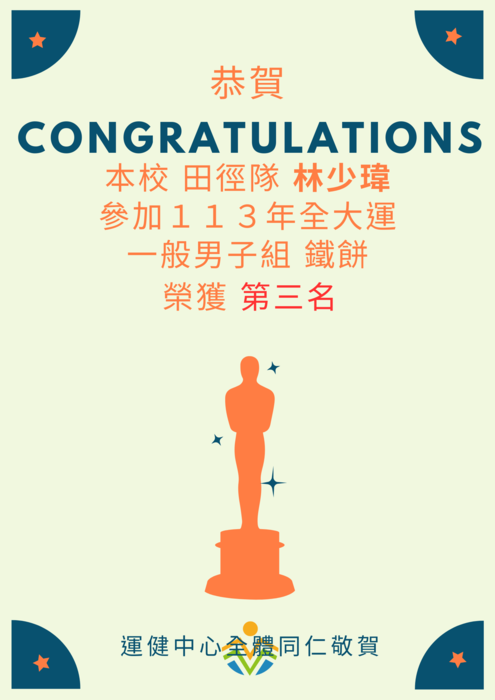 【運健中心】狂賀!!!113年全國大專校院運動會獲獎名單!!!圖片