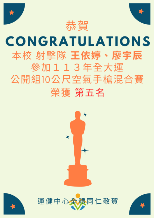 【運健中心】狂賀!!!113年全國大專校院運動會獲獎名單!!!圖片