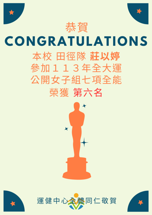 【運健中心】狂賀!!!113年全國大專校院運動會獲獎名單!!!圖片