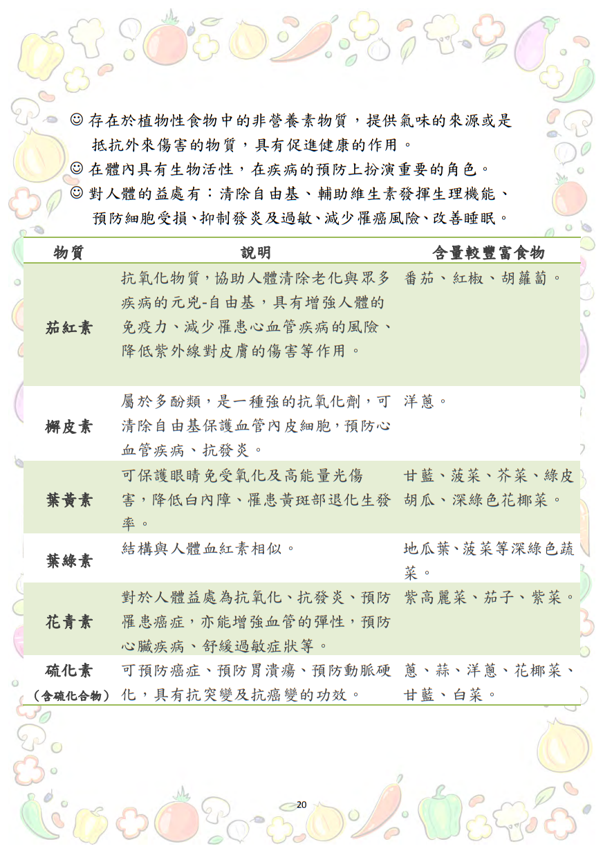大專校院推動攝食足量蔬菜教學資源參考手冊圖片