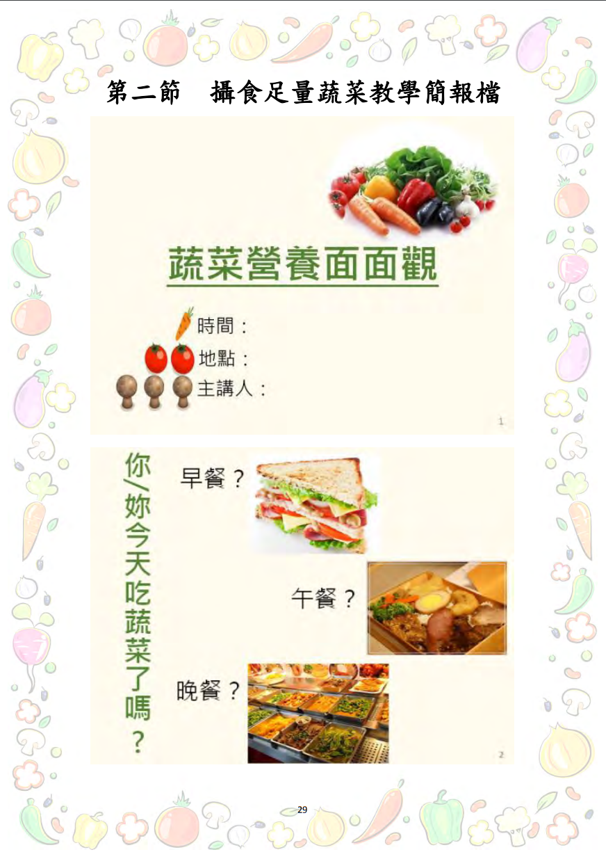 大專校院推動攝食足量蔬菜教學資源參考手冊圖片